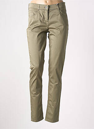 Pantalon slim tissage popeline taille normale vert GARDEUR femme