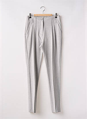 Pantalon chino fermeture zippée sous rabat boutonné taille normale gris SUMMUM femme