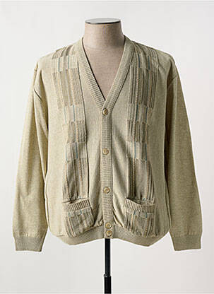 Gilet manches longues col v beige PAUL RHODAMEL homme