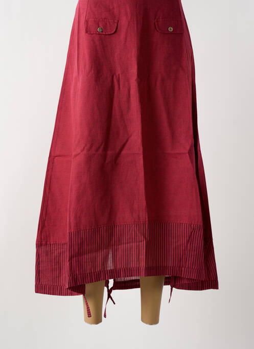 Jupe longue rouge NID D'ABEILLE pour femme