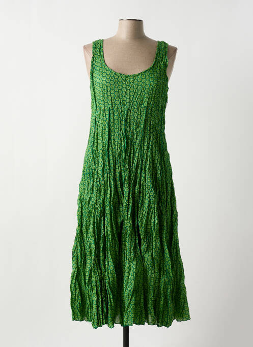 Robe mi-longue vert MALIA B pour femme