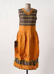 Robe mi-longue orange NID D'ABEILLE pour femme seconde vue