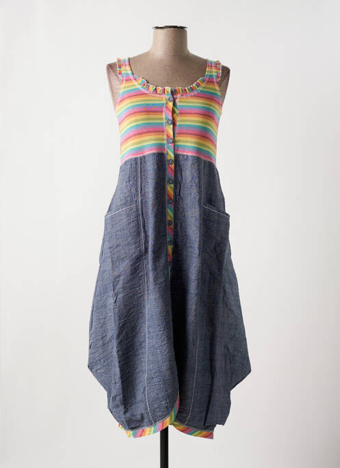 Robe mi-longue bleu NID D'ABEILLE pour femme