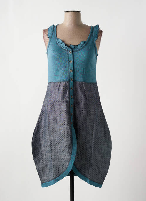 Robe mi-longue bleu NID D'ABEILLE pour femme