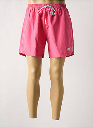 Short de bain effet matière satinée rose HUGO BOSS homme