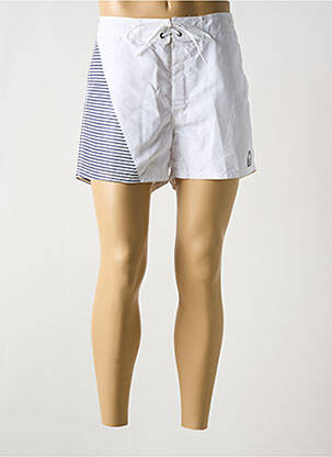 Short de bain effet matière satinée blanc SUNDEK homme