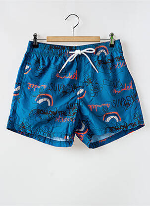 Short de bain effet matière satinée bleu SUNDEK homme