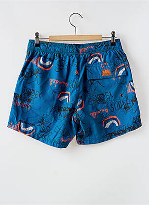 Short de bain effet matière satinée bleu SUNDEK homme