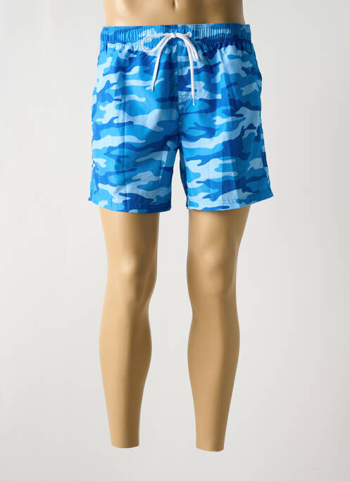 Short de bain effet matière satinée bleu SUNDEK homme