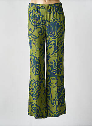 Pantalon droit tissage crêpe taille normale vert LUISA CERANO femme