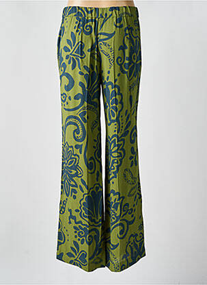 Pantalon droit tissage crêpe taille normale vert LUISA CERANO femme