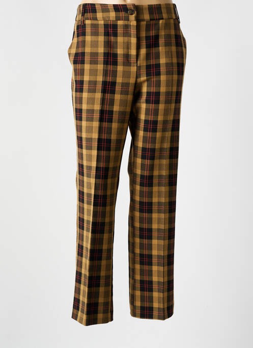 Pantalon droit fermeture zippée sous rabat boutonné taille normale marron EMME M femme