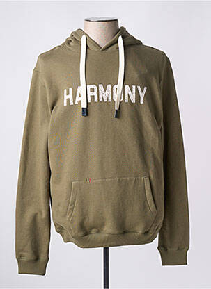 Sweat-shirt à capuche tissage jersey manches longues vert HERO SEVEN homme