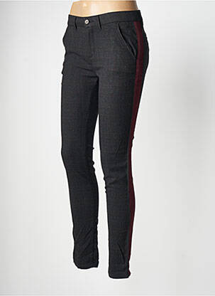 Pantalon chino broderie galons latéraux taille basse gris REIKO femme