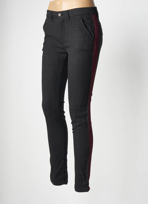 Pantalon chino broderie galons latéraux taille basse gris REIKO femme