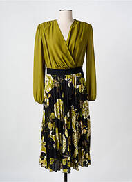 Robe mi-longue imprimé fleurs manches longues vert RINASCIMENTO femme