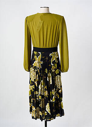 Robe mi-longue imprimé fleurs manches longues vert RINASCIMENTO femme