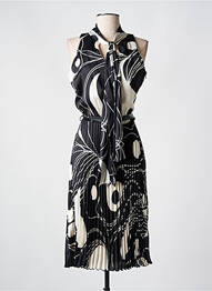 Robe mi-longue imprimé fantaisie sans manche noir RINASCIMENTO femme