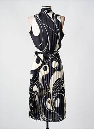 Robe mi-longue imprimé fantaisie sans manche noir RINASCIMENTO femme
