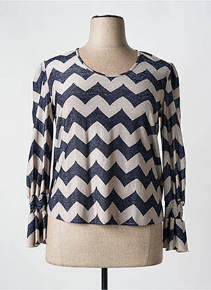 Top stretch manches longues bleu KITANA femme