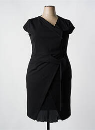 Robe mi-longue tissage crêpe manches courtes noir KITANA femme