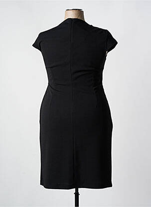 Robe mi-longue tissage crêpe manches courtes noir KITANA femme