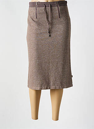 Jupe mi-longue stretch marron LOLA ESPELETA femme