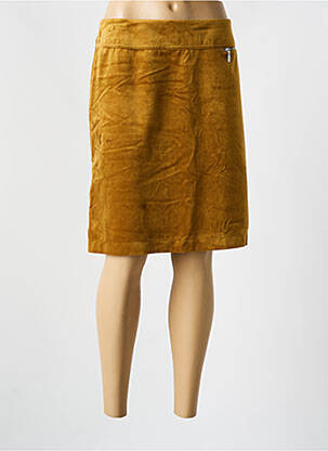 Jupe mi-longue taille à pinces jaune CHRISTINE LAURE femme