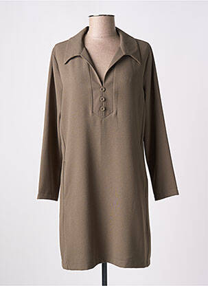Robe mi-longue manches longues manches longues vert PAKO LITTO femme
