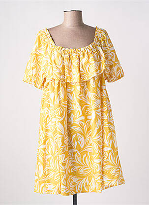 Robe courte manches courtes manches courtes jaune LA PETITE ETOILE femme