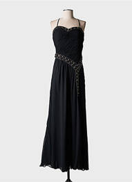 Robe longue coupe évasée sans manche noir FASHION NEW YORK femme