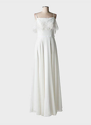 Robe longue coupe évasée sans manche blanc FASHION NEW YORK femme