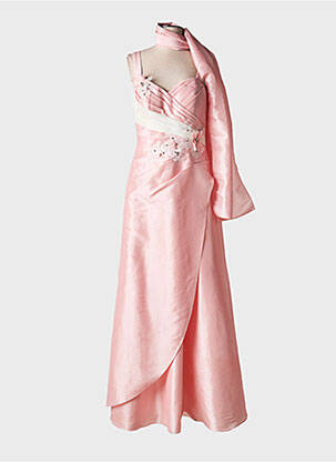 Robe longue imprimé fantaisie sans manche rose CREATIF PARIS femme