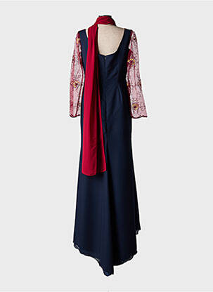 Robe longue coupe cintrée manches 3/4 bleu CEREMONIE femme