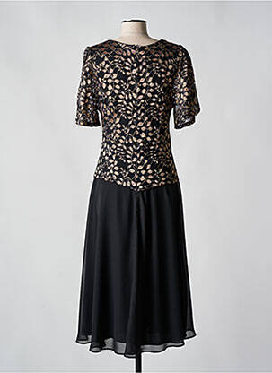 Robe mi-longue tissage crêpe manches courtes noir MY LITTLE PRINCESS femme