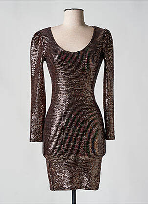 Robe courte manches longues manches longues marron MY LITTLE PRINCESS femme