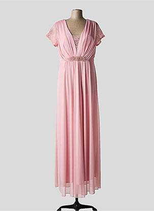Robe longue manches courtes manches courtes rose NINA LOO femme