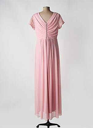 Robe longue manches courtes manches courtes rose NINA LOO femme