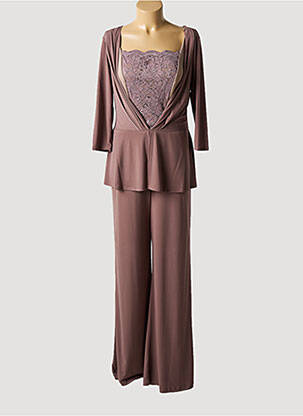 Combi-pantalon fermeture zippée au dos manches longues marron MY LITTLE PRINCESS femme