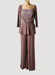 Combi-pantalon fermeture zippée au dos manches longues marron MY LITTLE PRINCESS femme