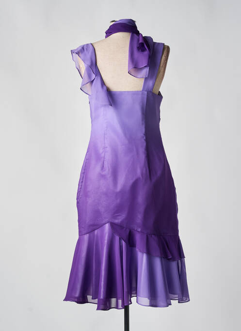 Robe mi-longue tissage crêpe sans manche violet CREATIF PARIS femme