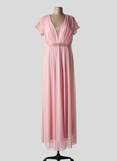 Robe longue manches courtes manches courtes rose NINA LOO femme