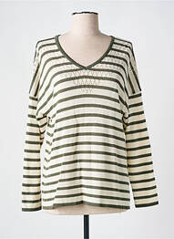 Pull col v manches longues vert GRIFFON femme