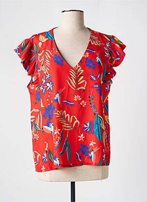 Top imprimé fantaisie manches courtes orange GRIFFON femme