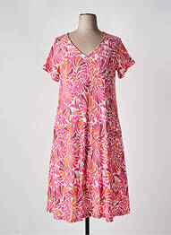 Robe mi-longue imprimé fantaisie manches courtes rose LA FIANCÉE femme