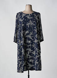 Robe mi-longue coupe fluide manches 3/4 bleu SIGNATURE femme