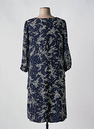 Robe mi-longue coupe fluide manches 3/4 bleu SIGNATURE femme