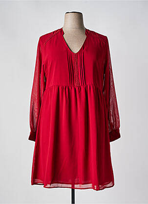 Robe courte coupe fluide manches longues rouge LA FIANCÉE femme