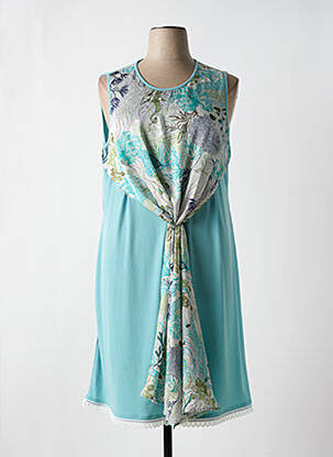 Robe mi-longue imprimé fleurs sans manche bleu GREGORY PAT femme