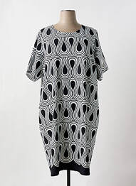 Robe mi-longue imprimé fantaisie manches courtes noir GRIFFON femme
